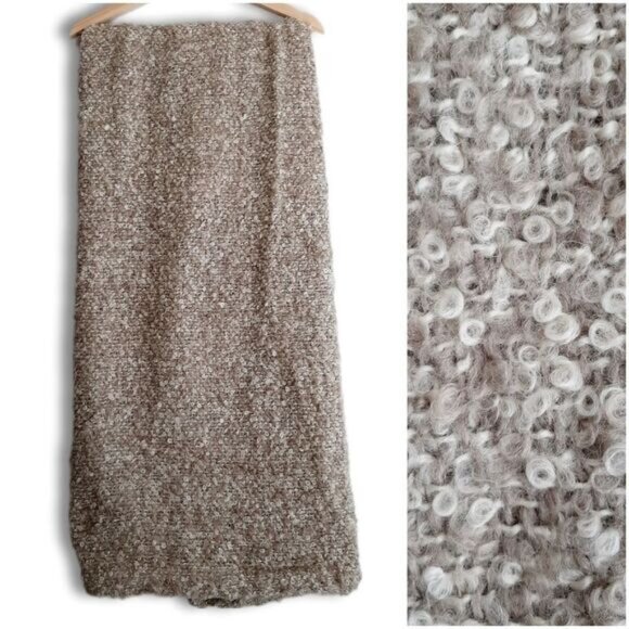 IKEA Stockholm Fuzzy & Soft Mohair Wool Blend Blanket Cream & Tan - Picture 1 of 9